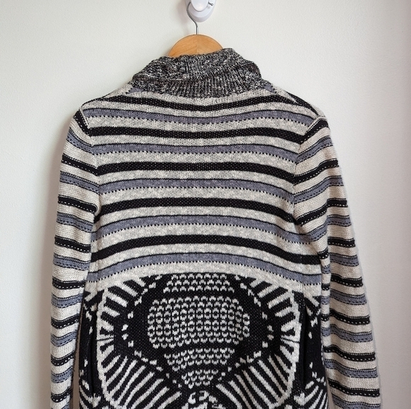 Urban OUTFITTERS Black & White Cotton Open Front Long Lined Knit Cardigan XS - Picture 5 of 13
